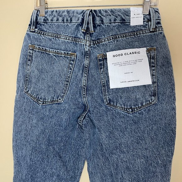 Good American Good Classic Denim Distressed Jeans Size 27 NWT - Picture 6 of 10